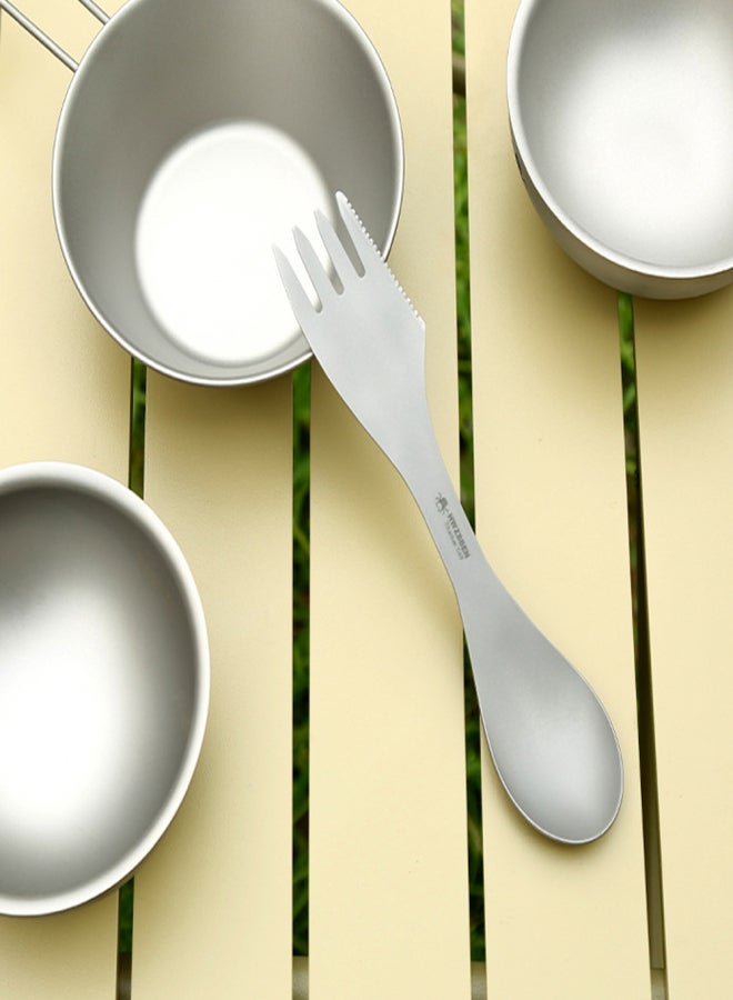 HWZBBEN 3-in-1 Ti Spork Camping Spoon Cutter Combo Outdoor Tableware for Camping Hiking - Image 4
