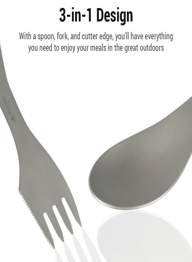 HWZBBEN 3-in-1 Ti Spork Camping Spoon Cutter Combo Outdoor Tableware for Camping Hiking - Image 2