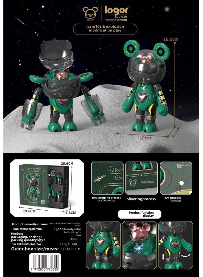 سلسلة محطات الفضاء Interstellar Bear Space Station Trend Retro Walk Space Interstellar Fantasy Explosion تغيير نموذج اللعب عملية البرنز - اللون: LG902-interstellar Fantasy/space Walk - Image 2