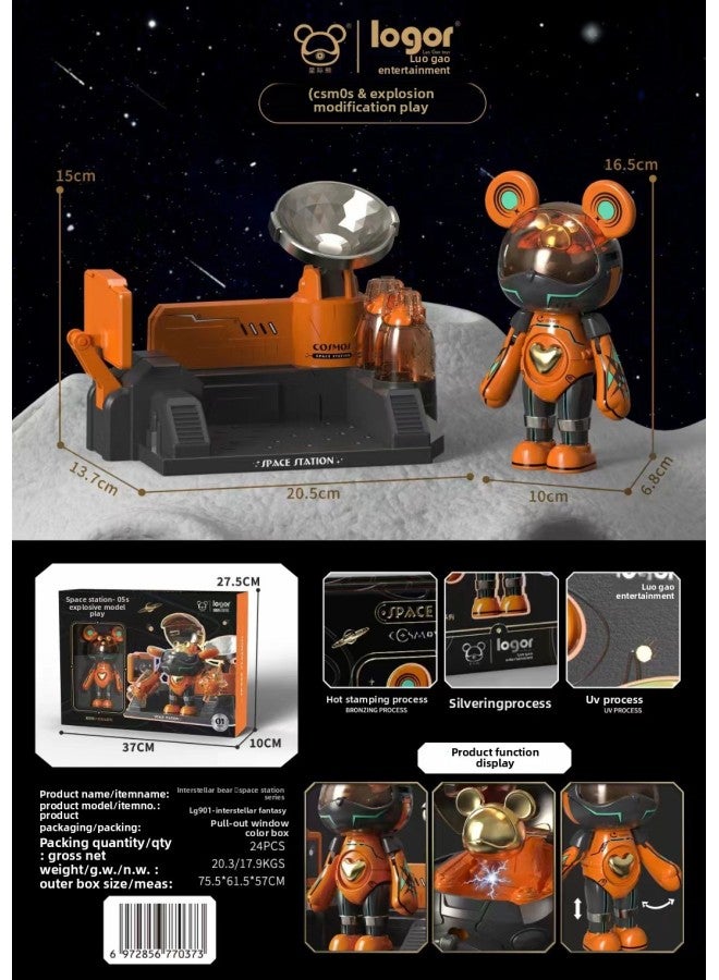 سلسلة محطات الفضاء Interstellar Bear Space Station Trend Retro Walk Space Interstellar Fantasy Explosion تغيير نموذج اللعب عملية البرنز - اللون: LG902-interstellar Fantasy/space Walk - Image 4