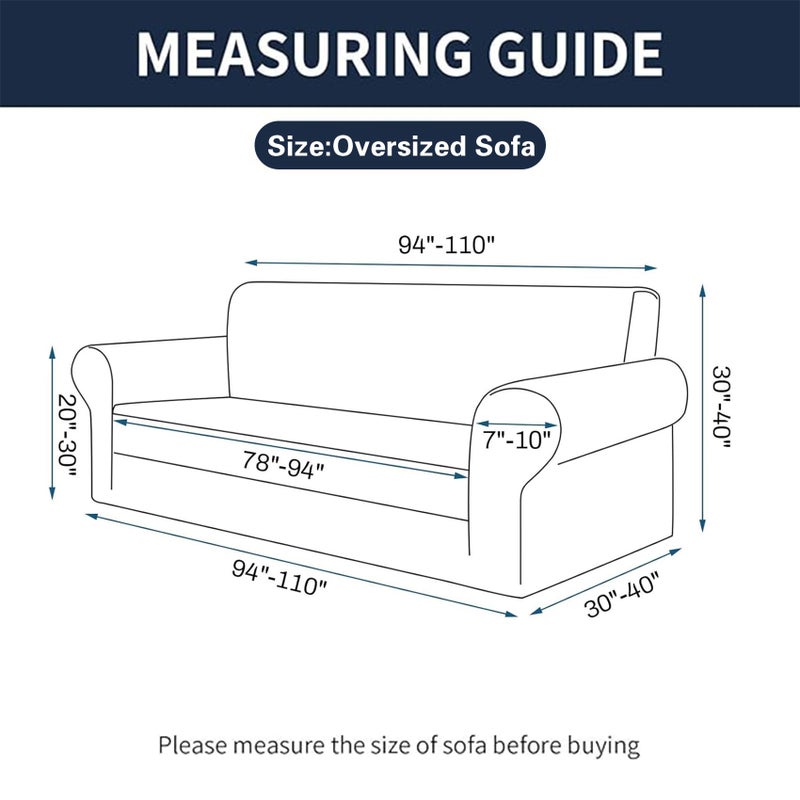 Cupuamon 2024 Newest Stretch Oversized Sofa Slipcovers Couch Sofa Cover for 4 Seater Furniture Protector Covers with Elastic Bottom Jacquard Fabric Small Checks for Pets  Kids - Charcoal - Image 2