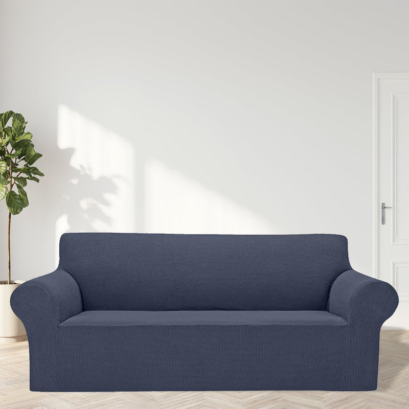 Cupuamon 2024 Newest Stretch Oversized Sofa Slipcovers Couch Sofa Cover for 4 Seater Furniture Protector Covers with Elastic Bottom Jacquard Fabric Small Checks for Pets  Kids - Charcoal - Image 3