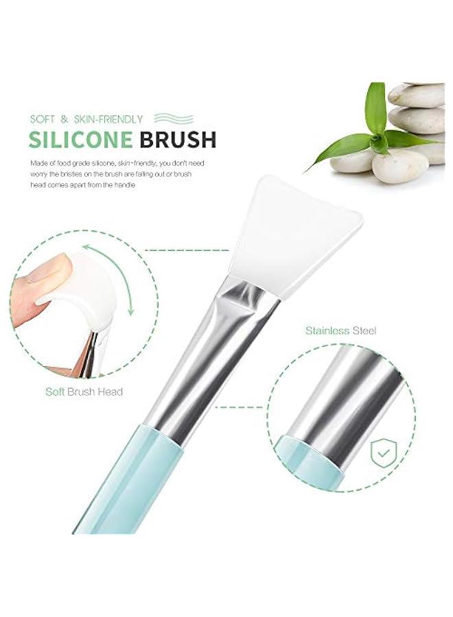 Facial Mask Mixing Bowl Set, DIY Facemask Mixing Tool Kit with Silicon Face Mask Brush Facial Mask Bowl Stick Spatula Gauges Puff, Pack of 8, Green - Image 4