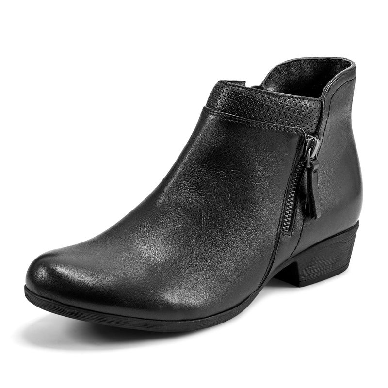 Rockport Women's Carly Bootie Ankle Boot, Black Leather, 8 W US