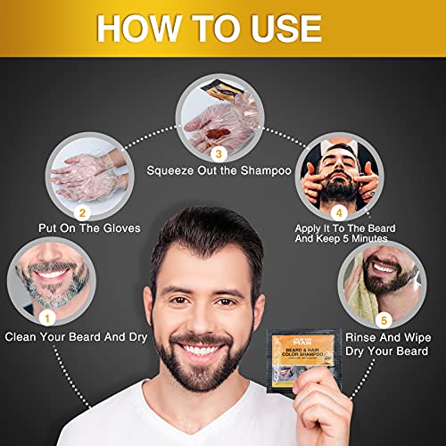 MISICH Black Beard Dye for Men - Instant Coloring, Darkening Sideburns, Mustache, and Facial Hair Grooming (10 Pack) - Image 3