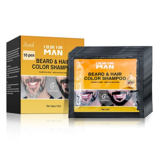 MISICH Black Beard Dye for Men - Instant Coloring, Darkening Sideburns, Mustache, and Facial Hair Grooming (10 Pack) - Image 1