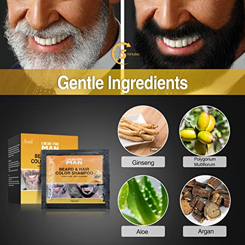 MISICH Black Beard Dye for Men - Instant Coloring, Darkening Sideburns, Mustache, and Facial Hair Grooming (10 Pack) - Image 5