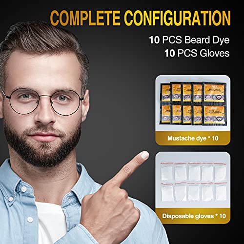 MISICH Black Beard Dye for Men - Instant Coloring, Darkening Sideburns, Mustache, and Facial Hair Grooming (10 Pack) - Image 4
