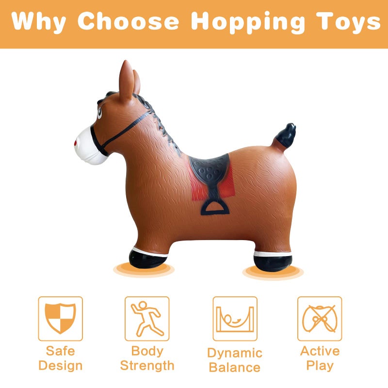 Hot Max HotMax Bouncy Horse Inflatable Bouncing Animals Hopper for Toddlers or Kids Ride on Rubber Jumping Toys for Boy or Girl Birthday Gift Horse - Image 3