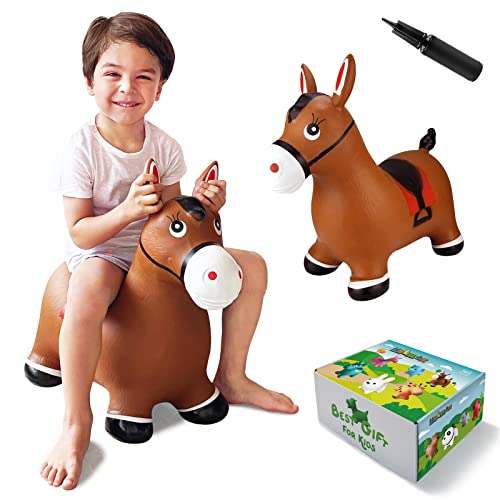 Hot Max HotMax Bouncy Horse Inflatable Bouncing Animals Hopper for Toddlers or Kids Ride on Rubber Jumping Toys for Boy or Girl Birthday Gift Horse - Image 1
