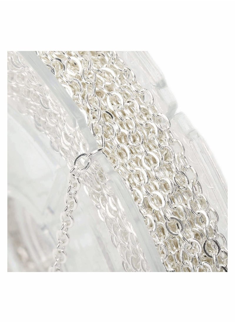 واي آند دي - 33 Feet Jewellery Making Chains, Silver Plated Necklace Chain Bulk for DIY Craft Pendant with 4mm Jump Ring and Lobster Clasps - Image 1