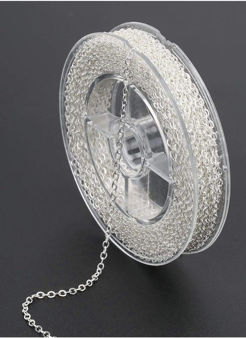 واي آند دي - 33 Feet Jewellery Making Chains, Silver Plated Necklace Chain Bulk for DIY Craft Pendant with 4mm Jump Ring and Lobster Clasps - Image 1