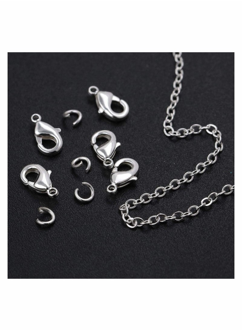 واي آند دي - 33 Feet Jewellery Making Chains, Silver Plated Necklace Chain Bulk for DIY Craft Pendant with 4mm Jump Ring and Lobster Clasps - Image 1