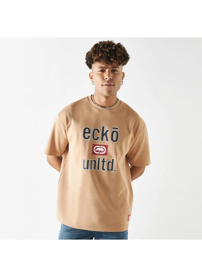 Ecko Unltd. Ecko Unltd Logo Print Crew Neck T-shirt with Short Sleeves