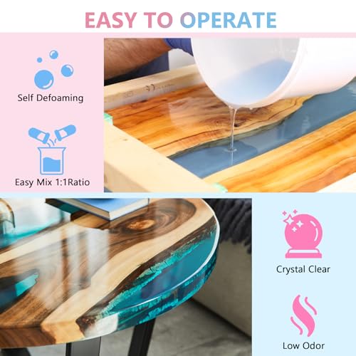 KISREL Epoxy Resin 1Gallon - Crystal Clear Epoxy Resin Kit - No Yellowing No Bubble Art Resins Casting for Art Crafts, Jewelry Making, Wood & Molds(1/2 Gallon x 2) - Image 3