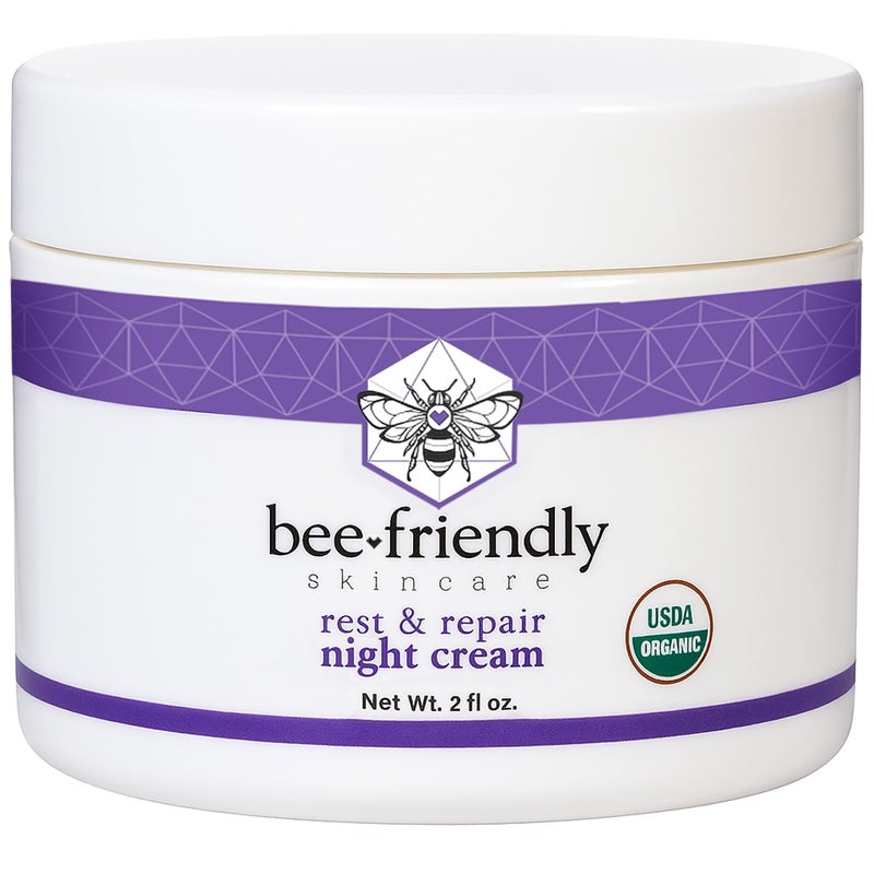 BeeFriendly Organic Night Cream USDA Certified Organic Deep Hydrating  Moisturizing Night Time Eye Face Neck  Decollete Cream for Women and Men Anti Aging Anti Wrinkle 2 oz
