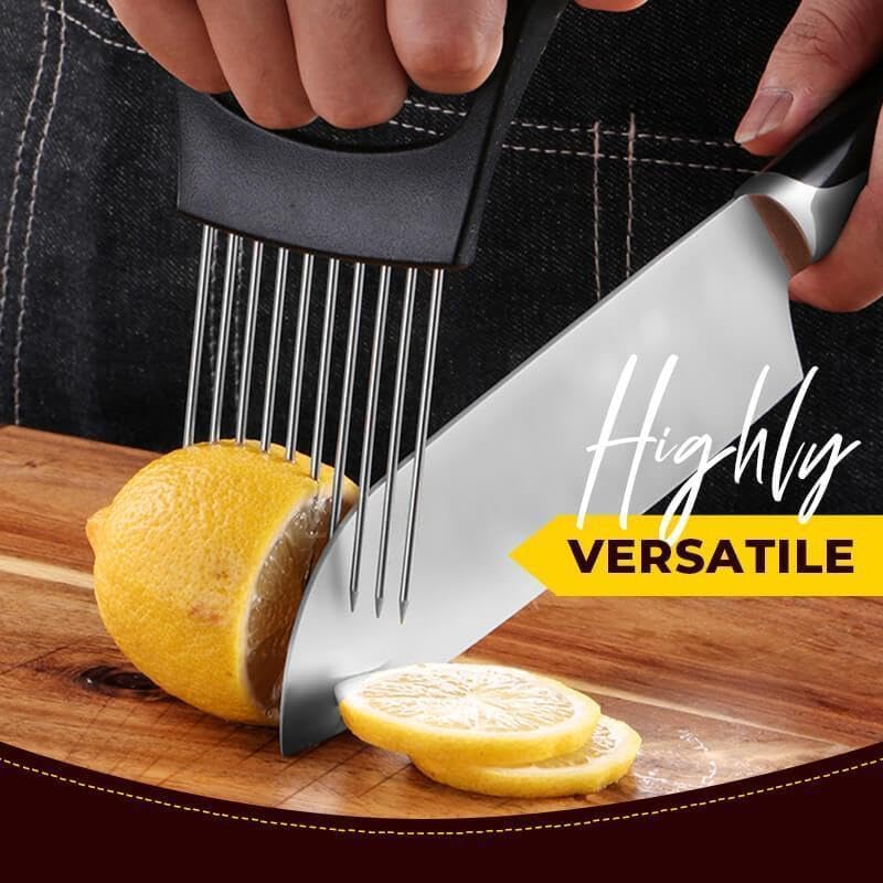 Koujut Onion Slice Holder 2024 New Stainless Steel Holder for Slicing Chopper Assistant Tool Cutter for Meat Onion Potato Tomato Kitchen Gadgets Black 2 Pack - Image 3