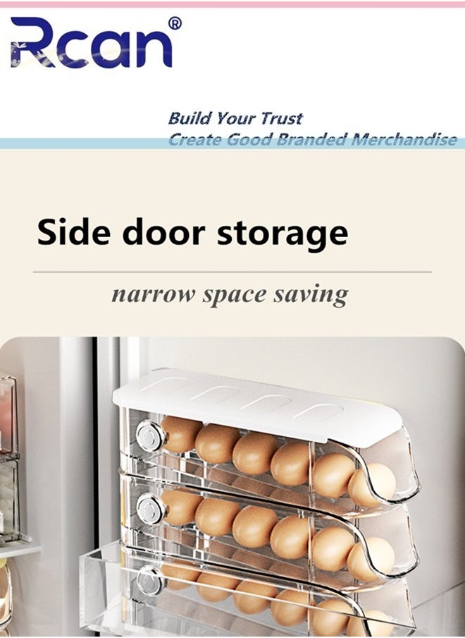 Rcan - 3 Layer Rolling Stackable Style Support Rack Egg Storage Box Tray Container Kitchen Countertop Reusable Multifunctional Clear Egg Holder Special Artifact Household Keep Fresh for Refrigerator Organize - Image 1