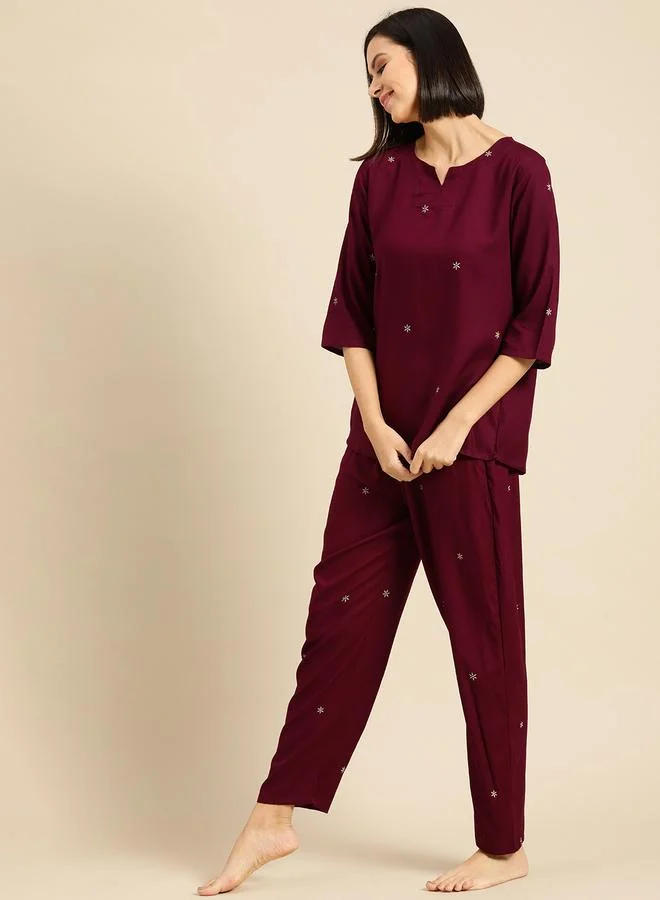 Take Two Women Printed Rayon Top and Pyjama Set By ICHAA