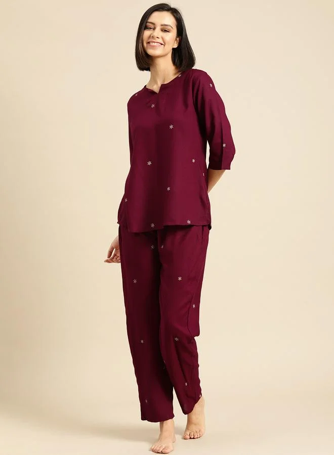 Take Two Women Printed Rayon Top and Pyjama Set By ICHAA