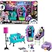 MONSTER HIGH مجموعة ألعاب صالة طلاب مونستر هاي مع أثاث وملحقات ذات طابع خاص مع حيوانين أليفين وآلة بيع تعمل - Image 2