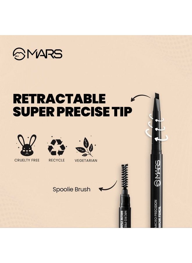 Mars Micro Precision Brow Pencil With Spoolie ; Retractable & Easy Glide ; Long Lasting & Natural Finish (0.4 G) (Black)  - Image 3