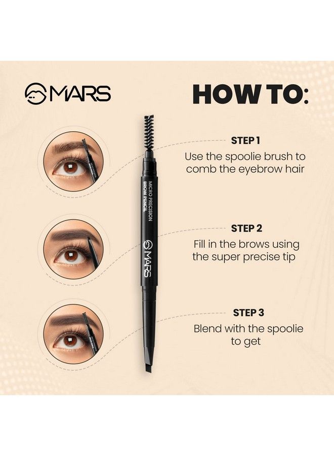 Mars Micro Precision Brow Pencil With Spoolie ; Retractable & Easy Glide ; Long Lasting & Natural Finish (0.4 G) (Black)  - Image 5
