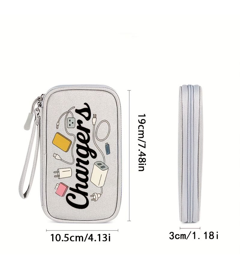 Black Compact Travel Organizer For Electronic Additions Data Cables Chargers Smartphones - Image 2