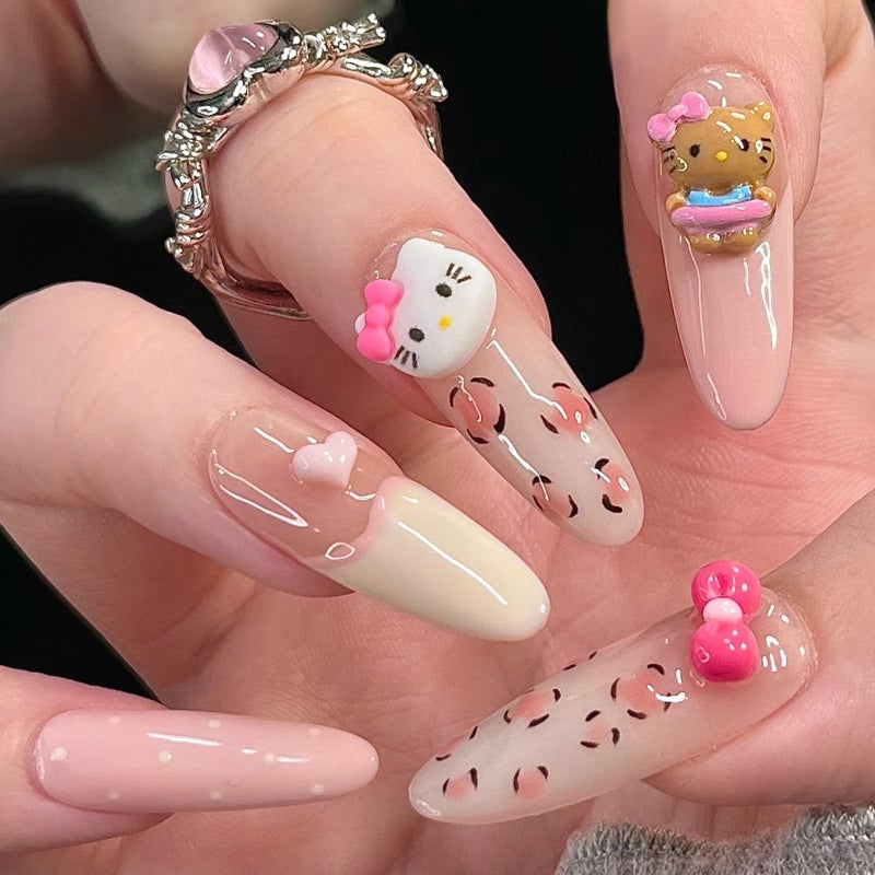 Generic Handmade Cartoon Cat Bow Nail Patches By1489 milk powder cat wearing armor#30 tablets/box 