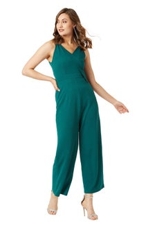 Miss Chase Miss Chase Women's Green Solid Wrap Jumpsuit(MCAW19D08-48-48-06,Green,X-Large)  - Image 2
