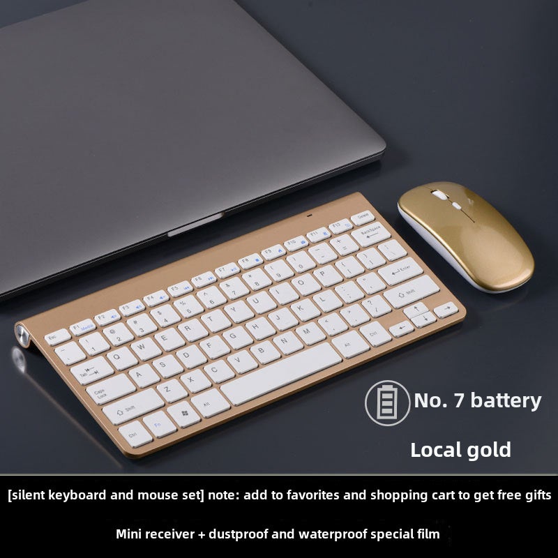 Wireless Keyboard Mouse Combo Plug  Play Tuhao Golden Mouse suit 