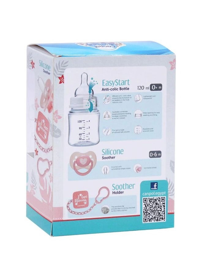 Canpol babies CANPOL BABIES Bottle Anti-Colic EasyStart + Soother + Safety Clip - Pink  - Image 2