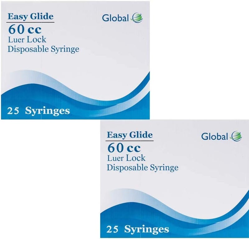 Easy Glide 60ML Syringe Only with Luer Lock Tip  50 Syringes Without a Needle by Easy Glide  Great for Medicine Feeding Tubes and Home Care - Image 1