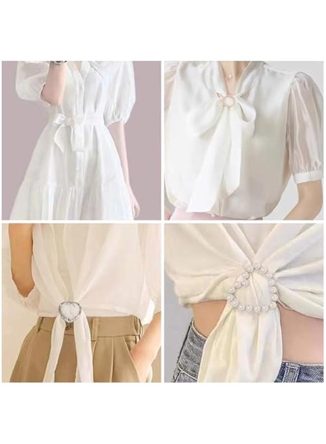 رينكس غوودر 6 قطع م مشك حلقة الوشاح الحريري، مشاك رطة العق للساء، مشك قميص وشاح رطة عق، خواتم للملاس معقودة على الزوايا، مشك معدي دائري دائري، مشك للملاس، حامل للخصر - Image 4