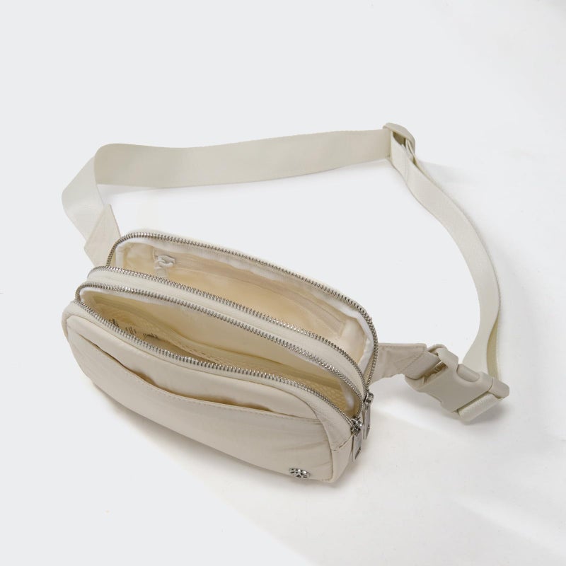 Pander Everywhere Belt Bag for Women, 5 Zipper Pockets Nylon Crossbody Fanny Pack Purse (White Opal) - Image 5