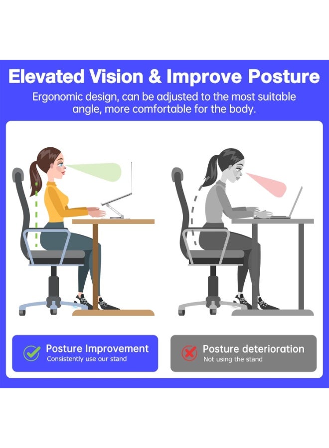 360° Rotating Laptop and Tablet Stand – Adjustable Height & Angle – Heat Dissipation – Anti-Slip Design – Fits up to 17 Inch Devices - Image 2