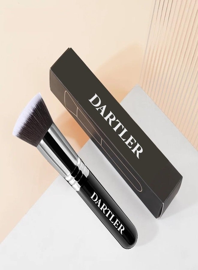 Dartler فرشاة دارتلر المميزة لكريم الأساس السائل والكريمي والبودرة - فرشاة كابوكي مسطحة لدمج مكياج الوجه - أداة مكياج أساسية ناعمة للنساء | أسود، عبوة - 1 - Image 1