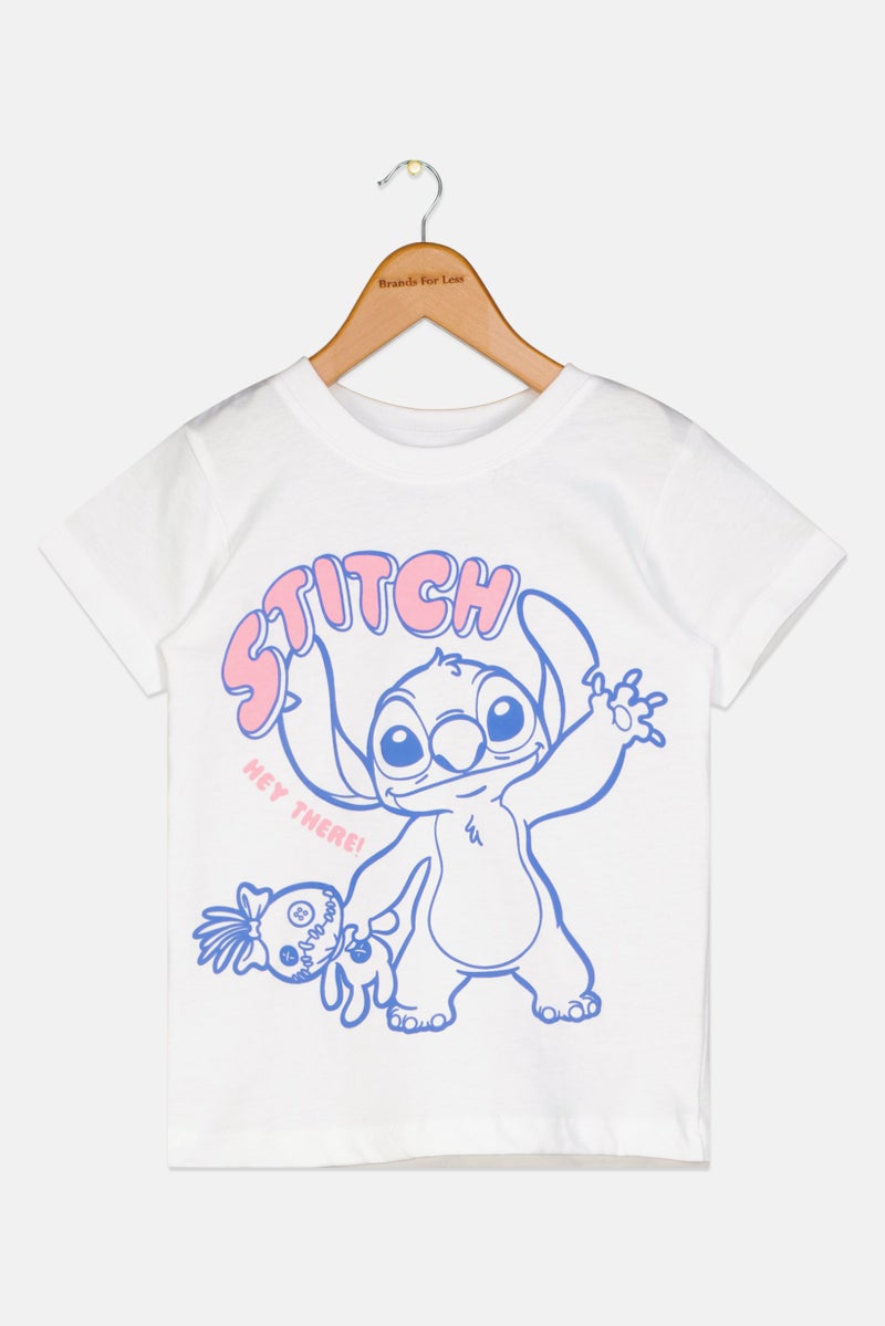 Disney Lilo And Stitch Toddlers  Girl Graphic Print Short Sleeve T-Shirt, White - Image 2