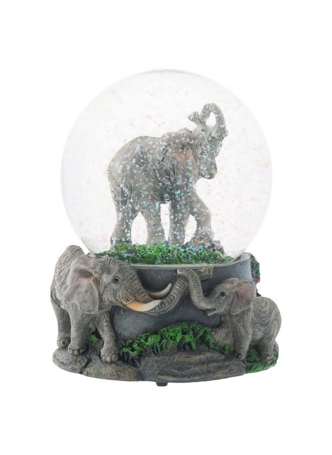 Elanze Designs Elanze Designs Elephant Pride Family 100MM Sturdy Wind Up Musical Glitter Water Snow Globe Magical Tabletop Dresser Nightstand Figurine Decoration Plays Tune Born Free  - Image 1