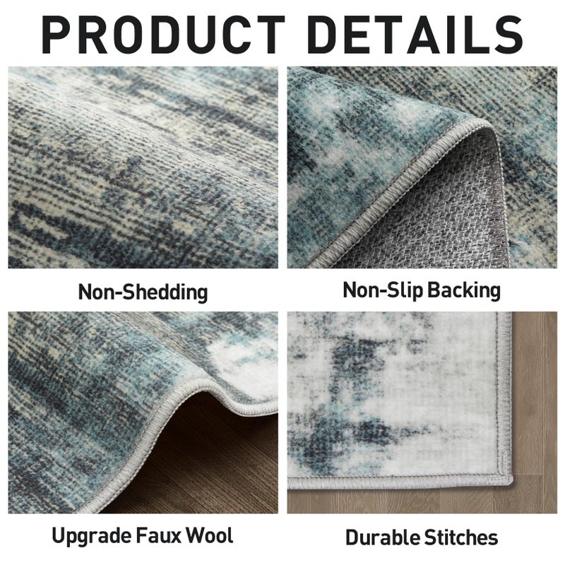 Gent drizz 8x10 Area Rugs Washable Rug: Large Modern Abstract Living Room Rug Soft Anti-Skid Thin Carpet Indoor Floor Non-Shedding Carpets for Bedroom Dining Room Farmhouse Nursery Home Office Green Multi - Image 4