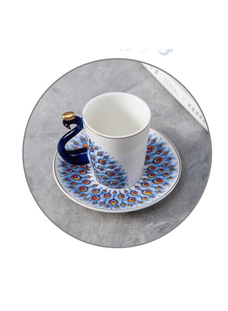 OASIS-TH Coffee Cup Peacock Espresso Cup 100ml Coffee Mug Suitable for Latte Cappuccino Espresso Milk hot Drinks Blue - Image 1