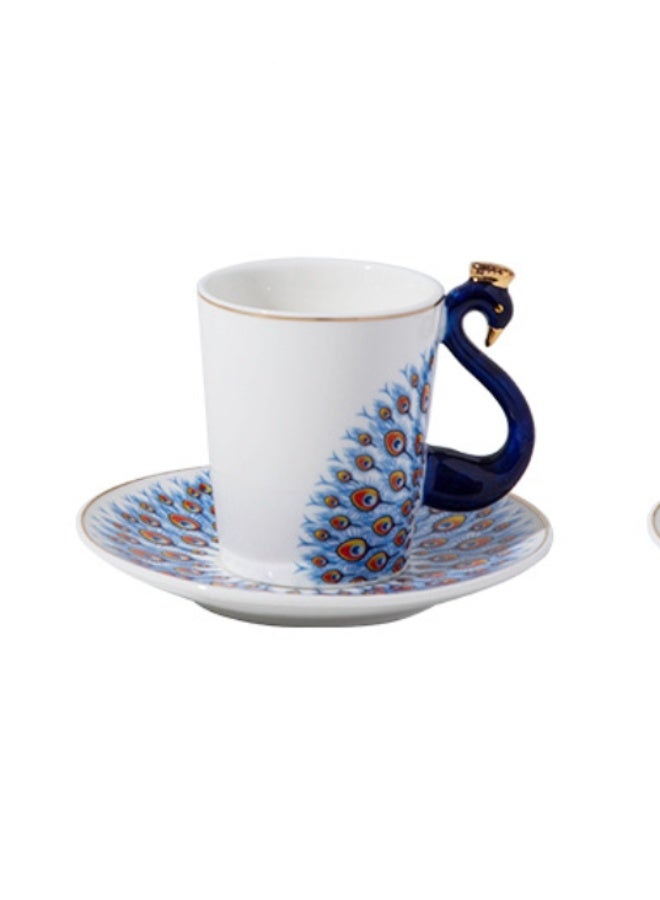OASIS-TH Coffee Cup Peacock Espresso Cup 100ml Coffee Mug Suitable for Latte Cappuccino Espresso Milk hot Drinks Blue - Image 3