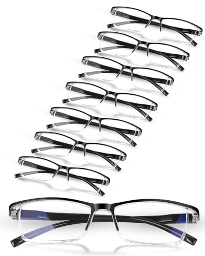 FIONOFY 8 Pack Reading Glasses for Men-Blue Light Blocking Computer Readers Women-With Spring Loaded Hinges Lightweight Eyeglasses 1.5X - Image 1