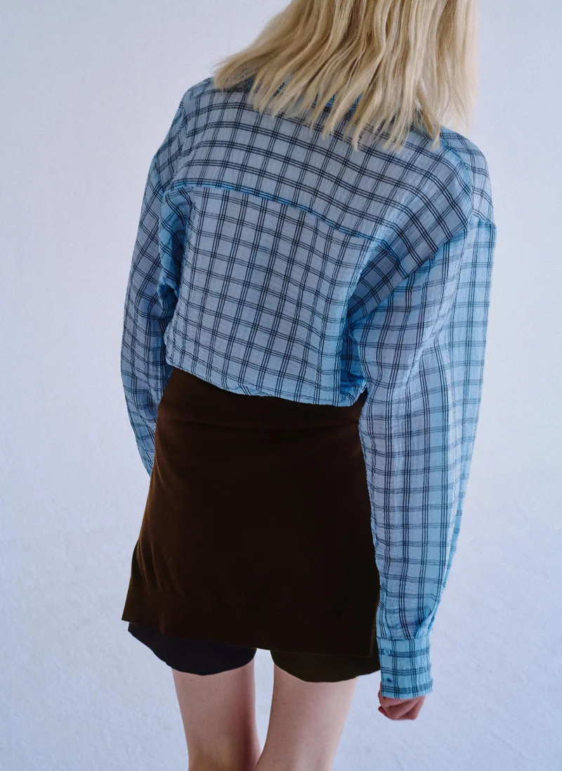 Mango Textured Checked Lyocell Shirt