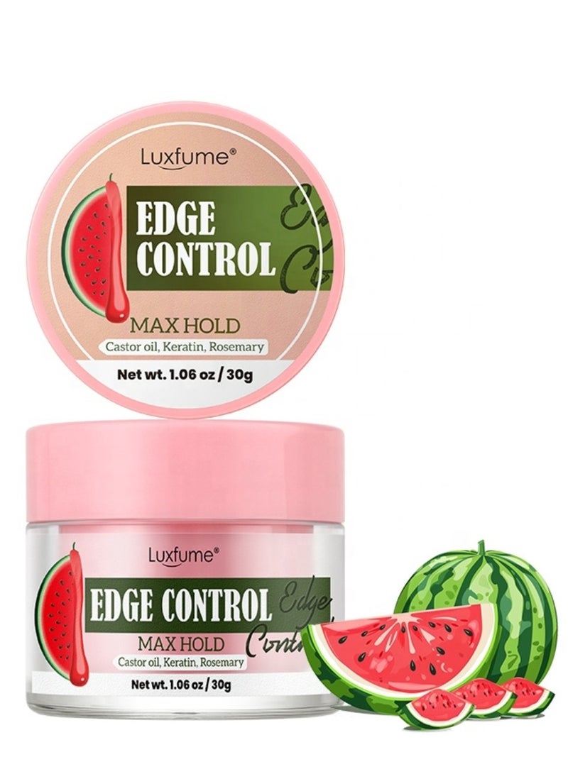 Luxfume Edge Control Gel with Castor Oil Keratin and Rosemary Strong Hold Shine and Styling No Residue Non Greasy Formula for Smooth Edges All Hair Types Max Hold Edge Control Gel Watermelon 30g - Image 1