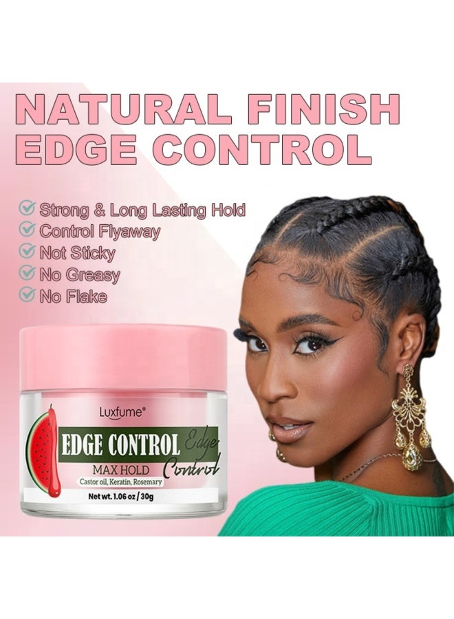 Luxfume Edge Control Gel with Castor Oil Keratin and Rosemary Strong Hold Shine and Styling No Residue Non Greasy Formula for Smooth Edges All Hair Types Max Hold Edge Control Gel Watermelon 30g - Image 2