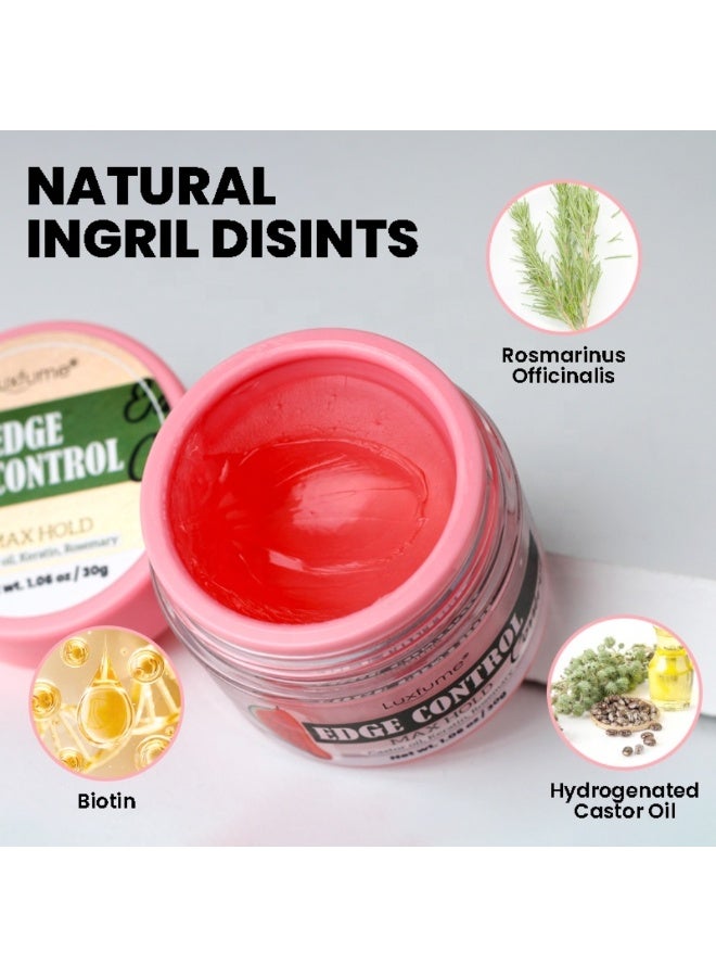 Luxfume Edge Control Gel with Castor Oil Keratin and Rosemary Strong Hold Shine and Styling No Residue Non Greasy Formula for Smooth Edges All Hair Types Max Hold Edge Control Gel Watermelon 30g - Image 5