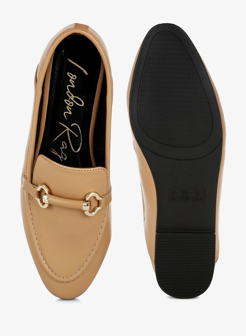 London Rag Horsebit Embellished Loafers in Tan - Image 4