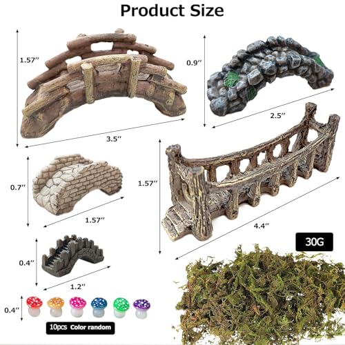OrgMemory Miniature Bridge, Miniature Garden Accessories Set, DIY Landscape Bridge, Outdoor Fairy Garden Miniatures, Terrariums, Model Train Scenes - Image 2