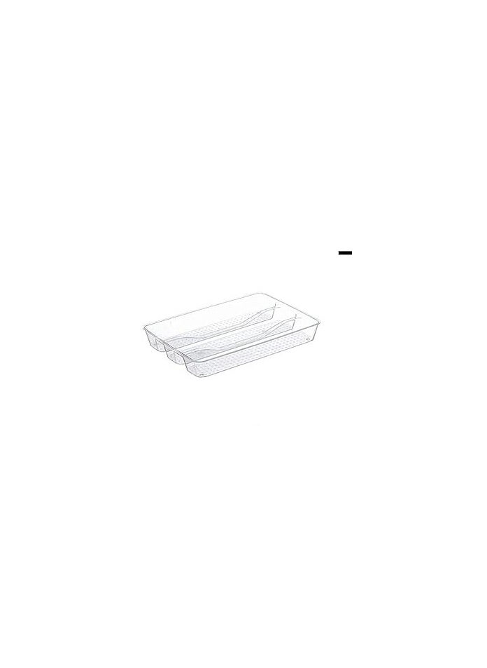 Spaceshoop 3 compartment Cutlery Tray, No-Slip Drawers Organizer for Utensils Storage and Organising in Kitchen, Cosmetic Tray for Dressing Table Makeup Storage Organiser in Bedroom and Living Room Set of 2  - Image 1